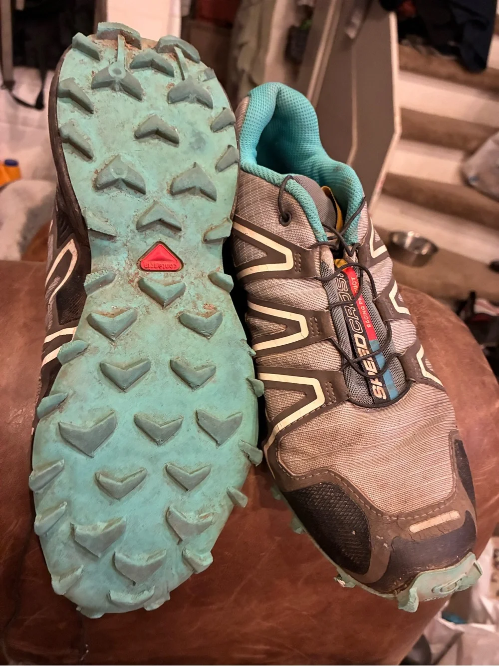 Salomon Women's Trail Running Shoes - Gray & Turquoise